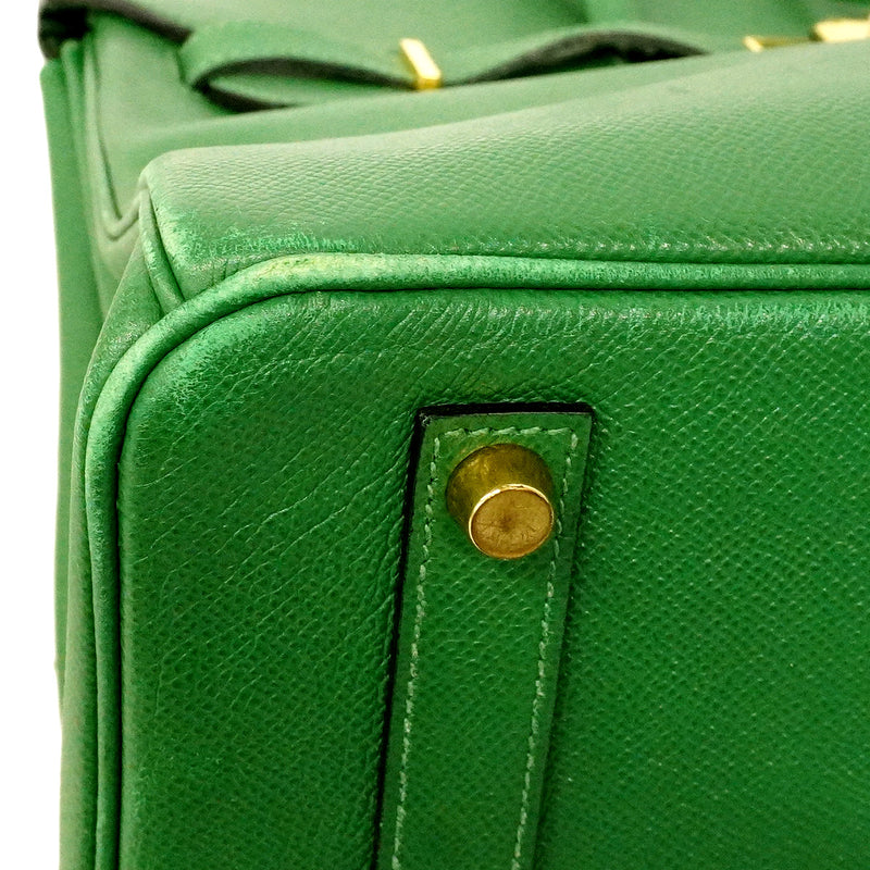 【6hb1360-h】エルメス ハンドバッグ バーキン35 クシュベル グリーン ゴールド金具 □A刻印【中古】レディース