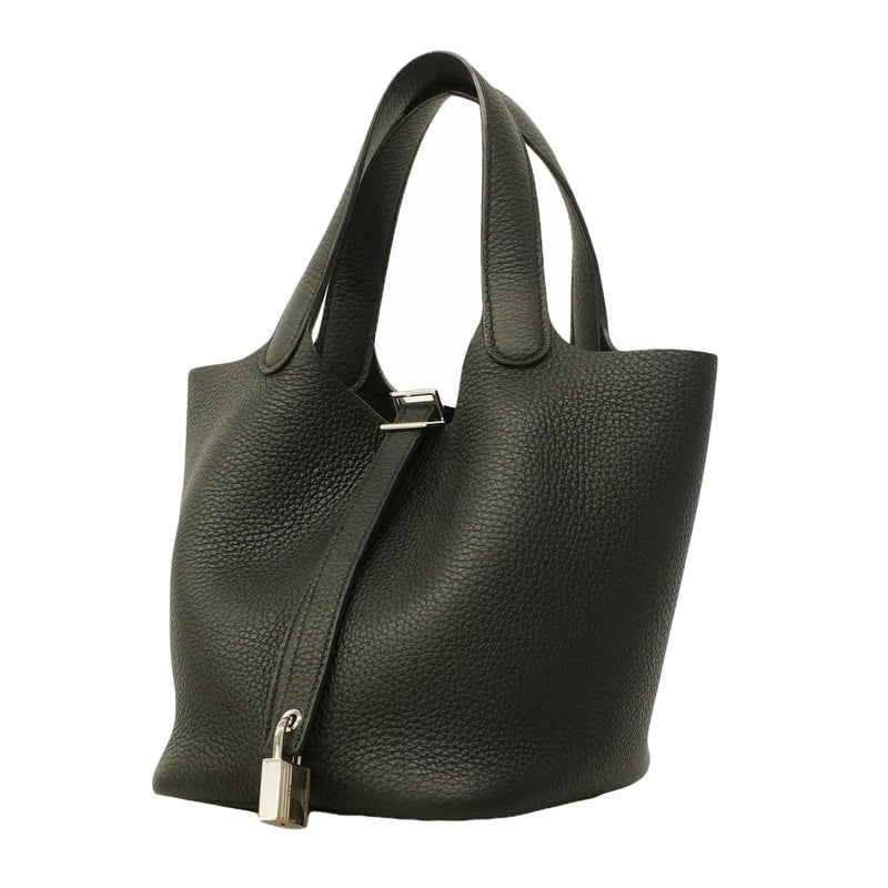 【6hb1361-h】エルメス ハンドバッグ ピコタンロックPM トリヨンクレマンス ブラック シルバー金具 U刻印【中古】レディース
