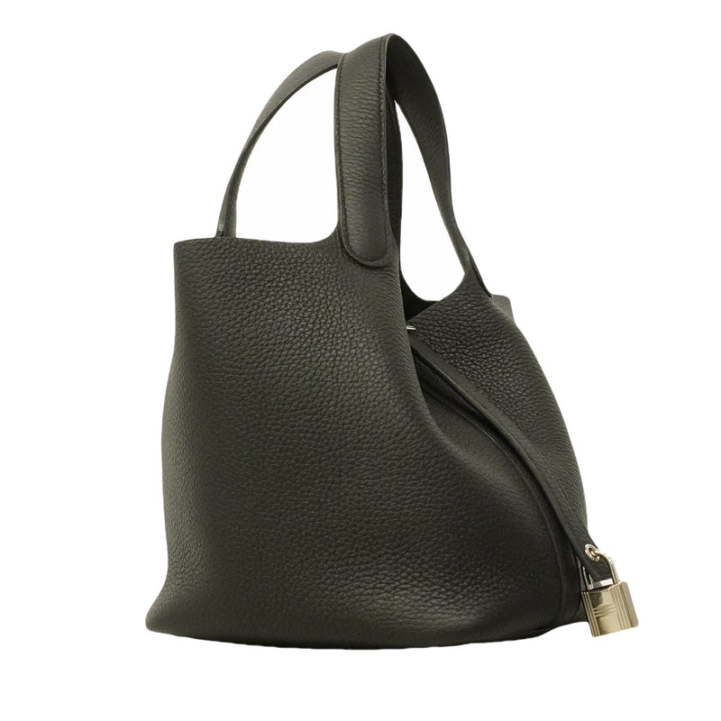 【6hb1361-h】エルメス ハンドバッグ ピコタンロックPM トリヨンクレマンス ブラック シルバー金具 U刻印【中古】レディース