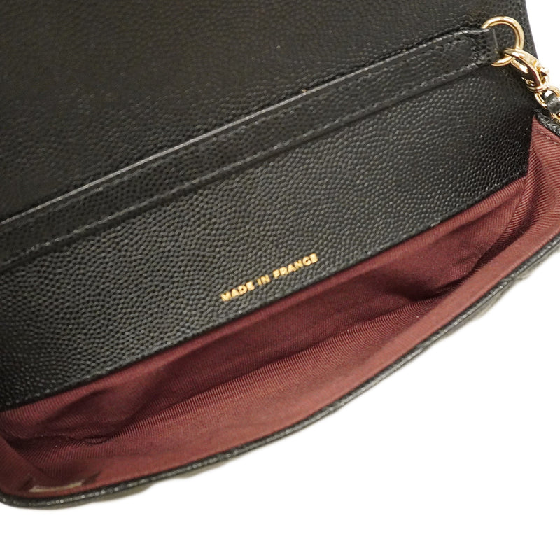 【6hb1363-k】シャネル ショルダーバッグ マトラッセ チェーンショルダー キャビアスキン ブラック シャンパンゴールド金具【中古】レディース