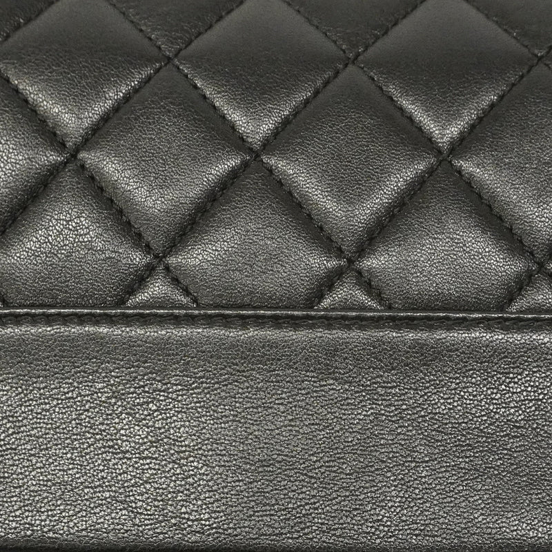 【6hb1366-k】シャネル ショルダーバッグ マドモアゼル Wチェーン レザー ブラック ゴールド金具【中古】レディース