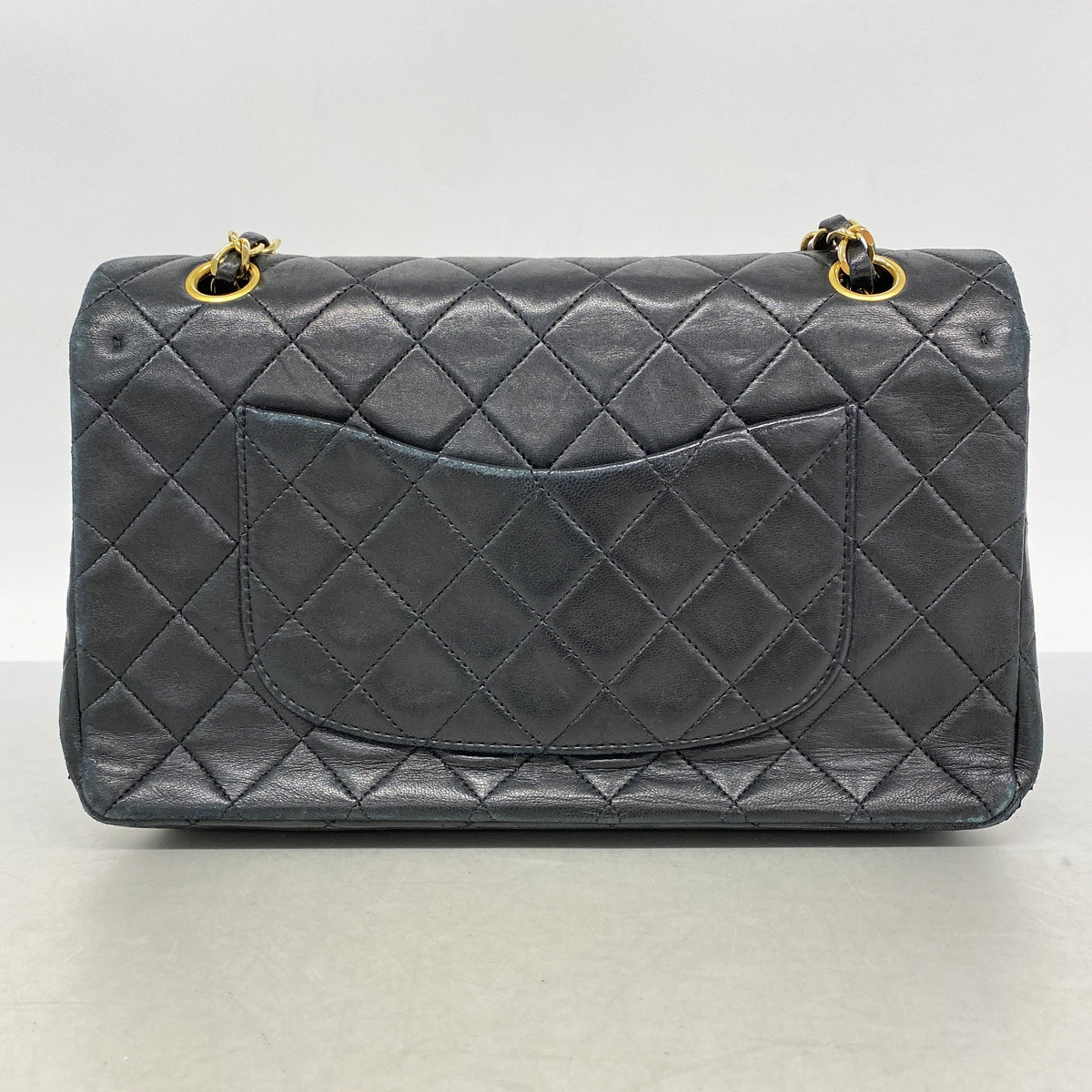 【6hb1390】シャネル ショルダーバッグ マトラッセ Wフラップ Wチェーン ラムスキン ブラック ゴールド金具【中古】レディース