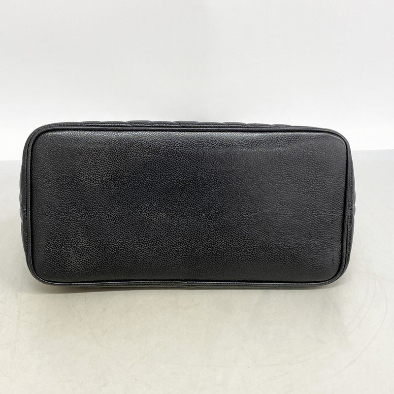 【6hb1391-k】シャネル トートバッグ 復刻トート キャビアスキン ブラック シルバー金具【中古】レディース