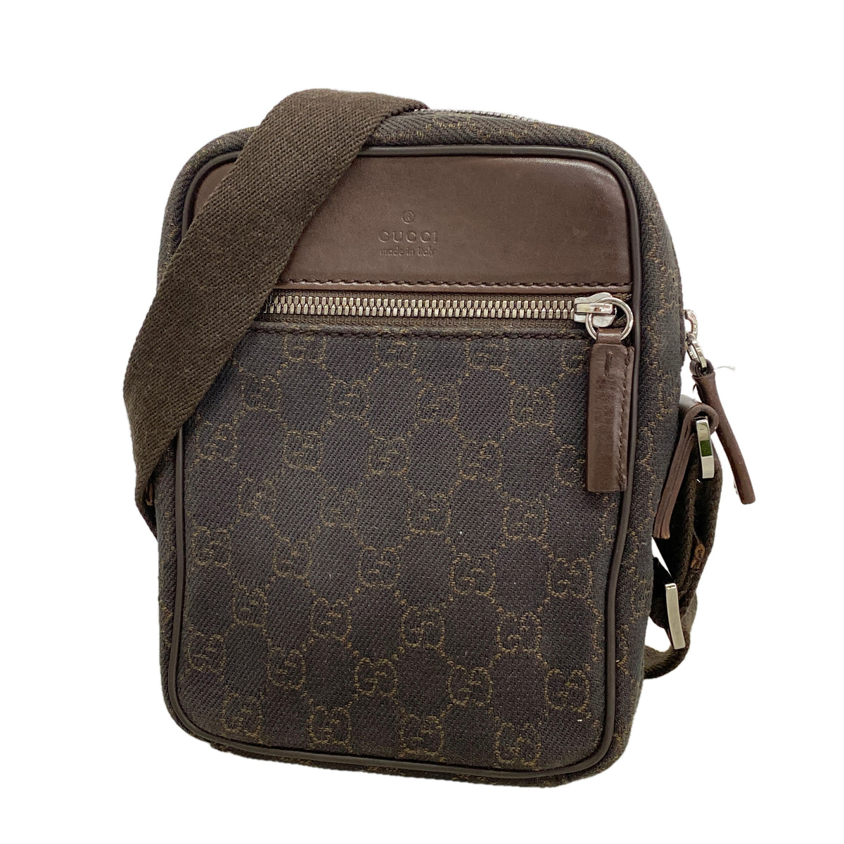 【6hb1393-k】グッチ ショルダーバッグ 101680 デニム ブラウン シルバー金具【中古】レディース