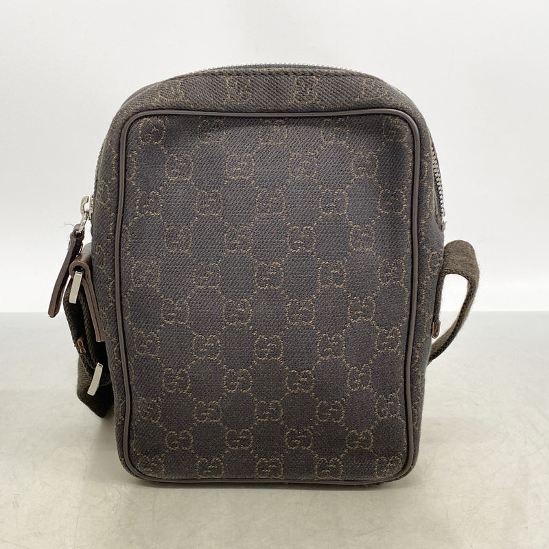 【6hb1393-k】グッチ ショルダーバッグ 101680 デニム ブラウン シルバー金具【中古】レディース