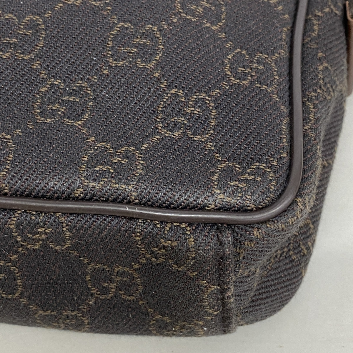 【6hb1393-k】グッチ ショルダーバッグ 101680 デニム ブラウン シルバー金具【中古】レディース