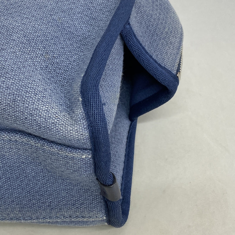 【6hb1402-k】シャネル ハンドバッグ ドーヴィル チェーンショルダー キャンバス ブルー シルバー金具 2wayバッグ【中古】レディース