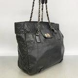 【6hb1407-k】シャネル チェーントート 2.55/マトラッセ ラムスキン ブラック シルバー金具【中古】レディース