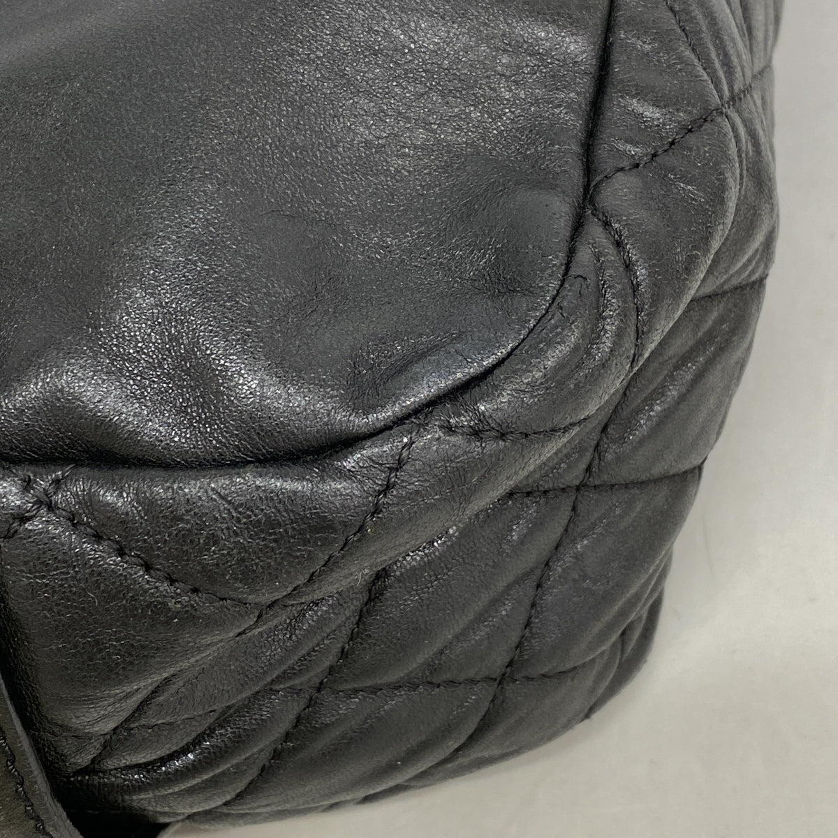 【6hb1407-k】シャネル チェーントート 2.55/マトラッセ ラムスキン ブラック シルバー金具【中古】レディース