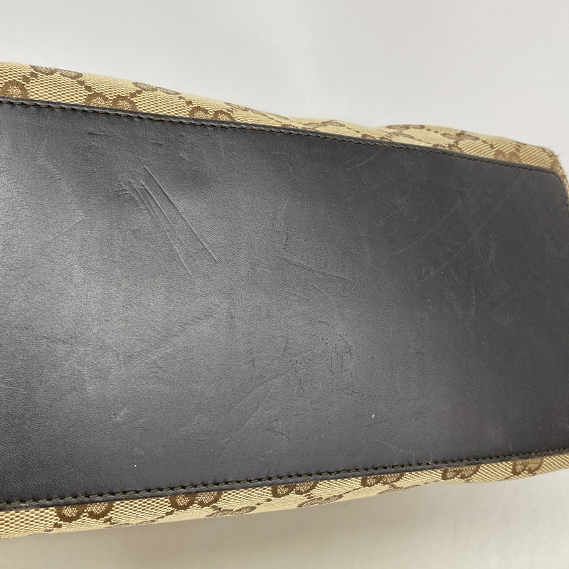 【6hb1408-k】グッチ トートバッグ GGキャンバス 002 1098 キャンバス ブラウン ゴールド金具【中古】レディース