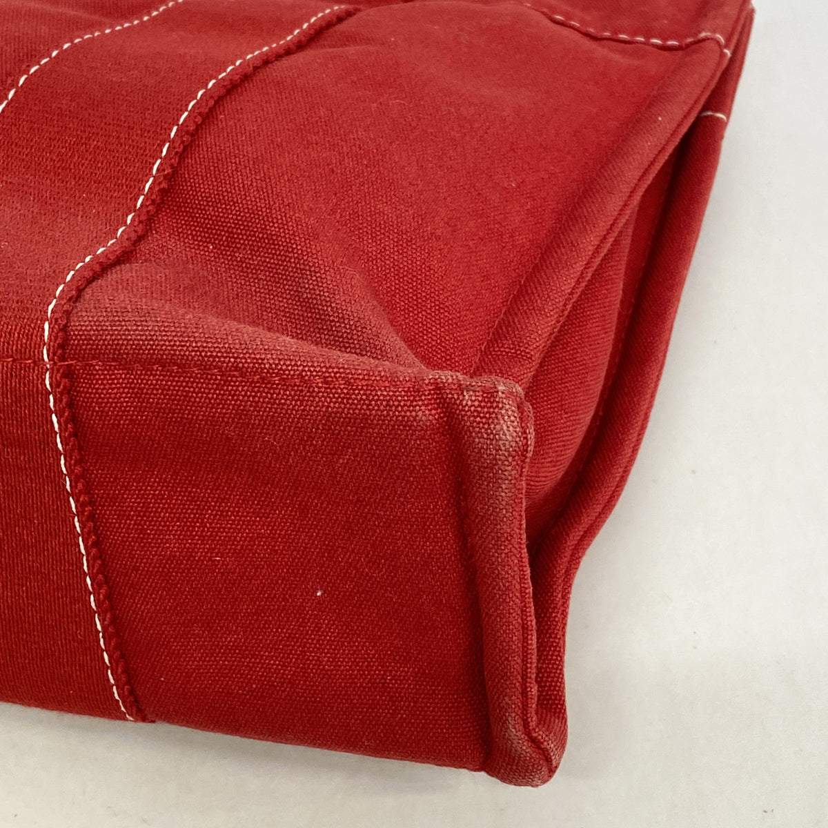【6hb1427-k】エルメス トートバッグ ドーヴィルPM キャンバス レッド シルバー金具【中古】レディース