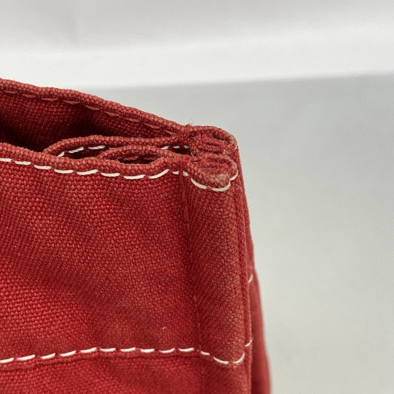 【6hb1427-k】エルメス トートバッグ ドーヴィルPM キャンバス レッド シルバー金具【中古】レディース