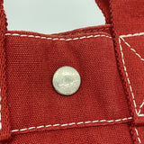 【6hb1427-k】エルメス トートバッグ ドーヴィルPM キャンバス レッド シルバー金具【中古】レディース
