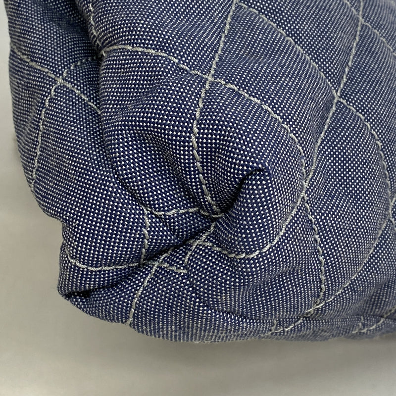 【6hb1428-k】シャネル チェーントート クルーズライン キャンバス ネイビー シルバー金具【中古】レディース