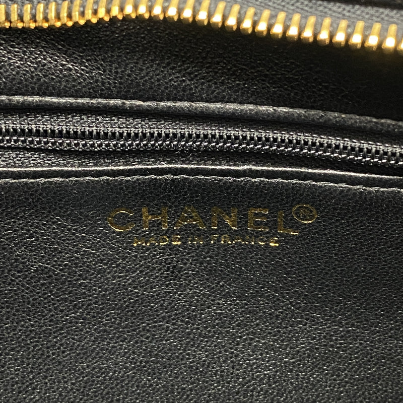 【6hb1429-k】シャネル トートバッグ 復刻トート キャビアスキン ブラック ゴールド金具【中古】レディース