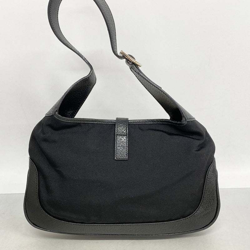 【6hb1430-k】グッチ ハンドバッグ ジャッキー 001 3735 ナイロンキャンバス ブラック シルバー金具【中古】レディース
