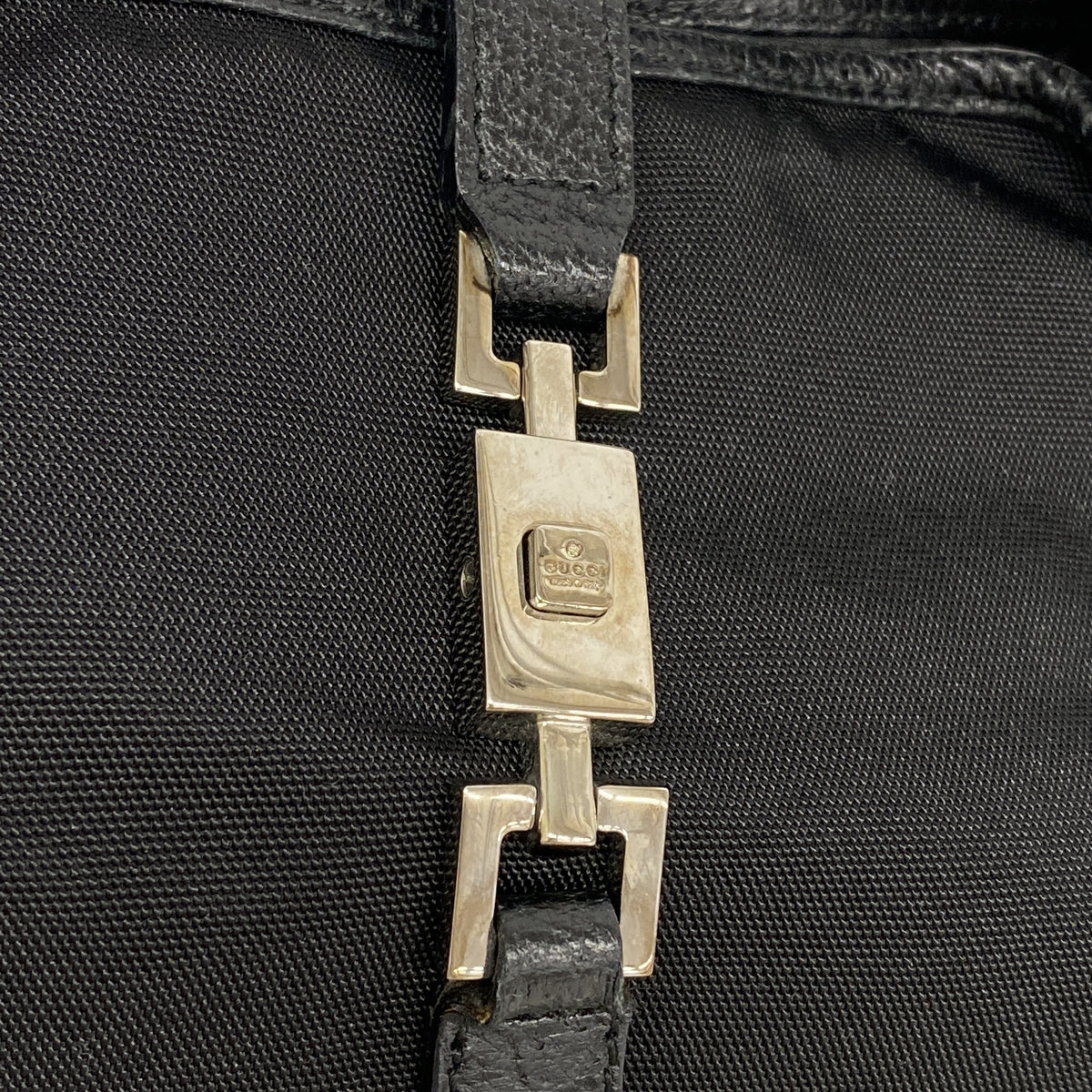 【6hb1430-k】グッチ ハンドバッグ ジャッキー 001 3735 ナイロンキャンバス ブラック シルバー金具【中古】レディース