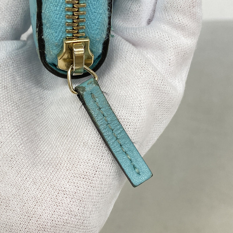 【6hb1431-k】グッチ 長財布 グッチシマ 388680 レザー ライトブルー ゴールド金具【中古】レディース