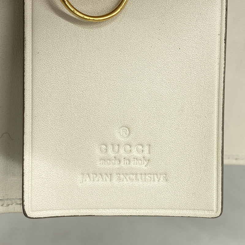 【6hb1432-k】グッチ キーケース GGリボン 435818 キャンバス ベージュ ブルー ゴールド金具【中古】レディース