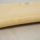【6hb1437-k】シャネル 三つ折り長財布 マトラッセ ラムスキン ベージュ シルバー金具【中古】レディース