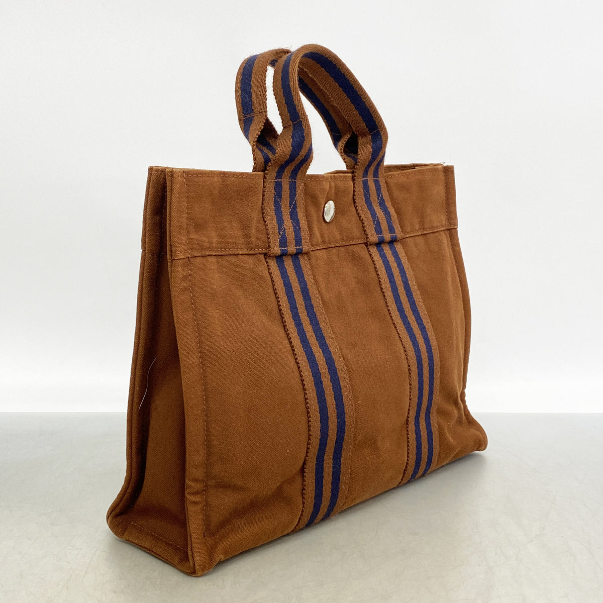 【6hb1447-k】エルメス トートバッグ フールトゥPM キャンバス ブラウン シルバー金具【中古】メンズ レディース ユニセックス