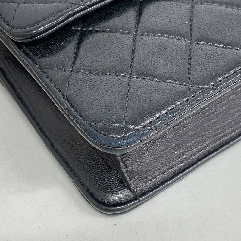 【6hb1448-k】シャネル ショルダーバッグ ミニマトラッセ チェーンショルダー ラムスキン ブラック ゴールド金具【中古】レディース