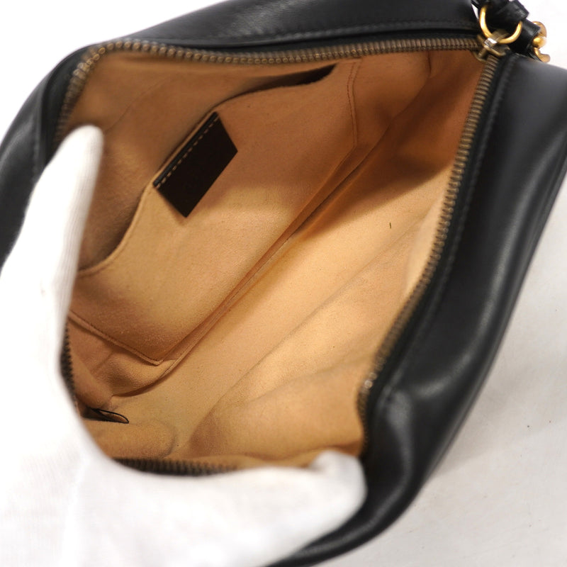【6hb1461-k】グッチ ショルダーバッグ GGマーモント 447632 レザー ブラック ゴールド金具【中古】レディース