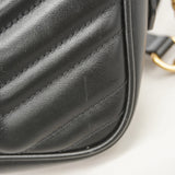 【6hb1461-k】グッチ ショルダーバッグ GGマーモント 447632 レザー ブラック ゴールド金具【中古】レディース