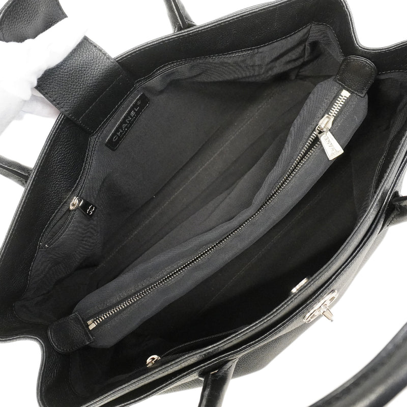 【6hb1482-k】シャネル トートバッグ エグゼクティブ レザー ブラック シルバー金具【中古】レディース