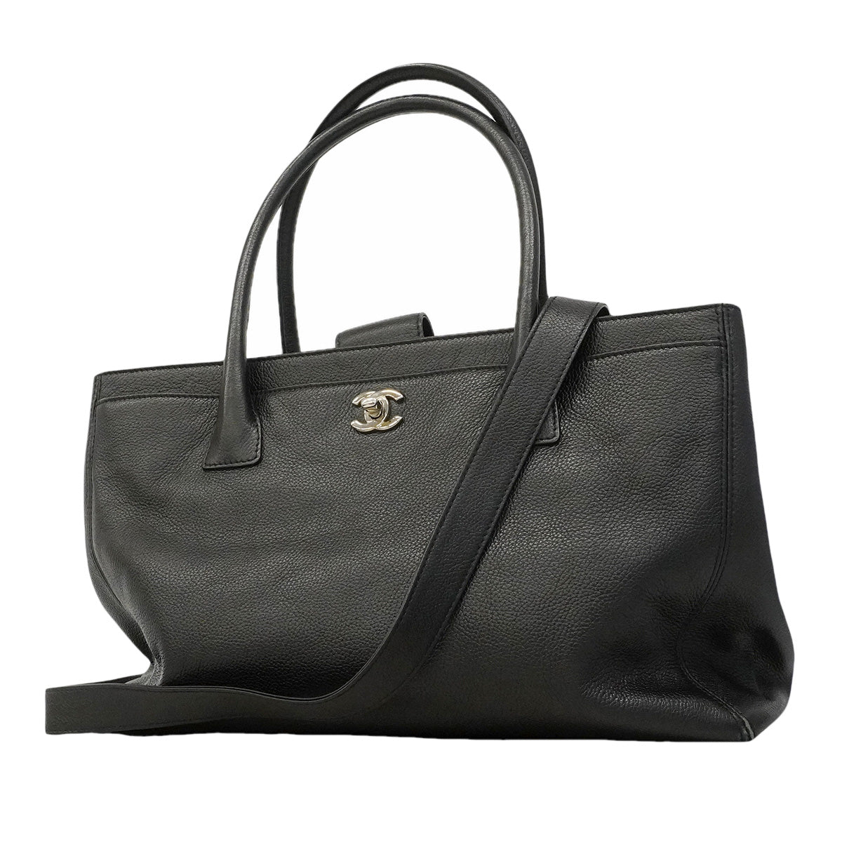 【6hb1482-k】シャネル トートバッグ エグゼクティブ レザー ブラック シルバー金具【中古】レディース
