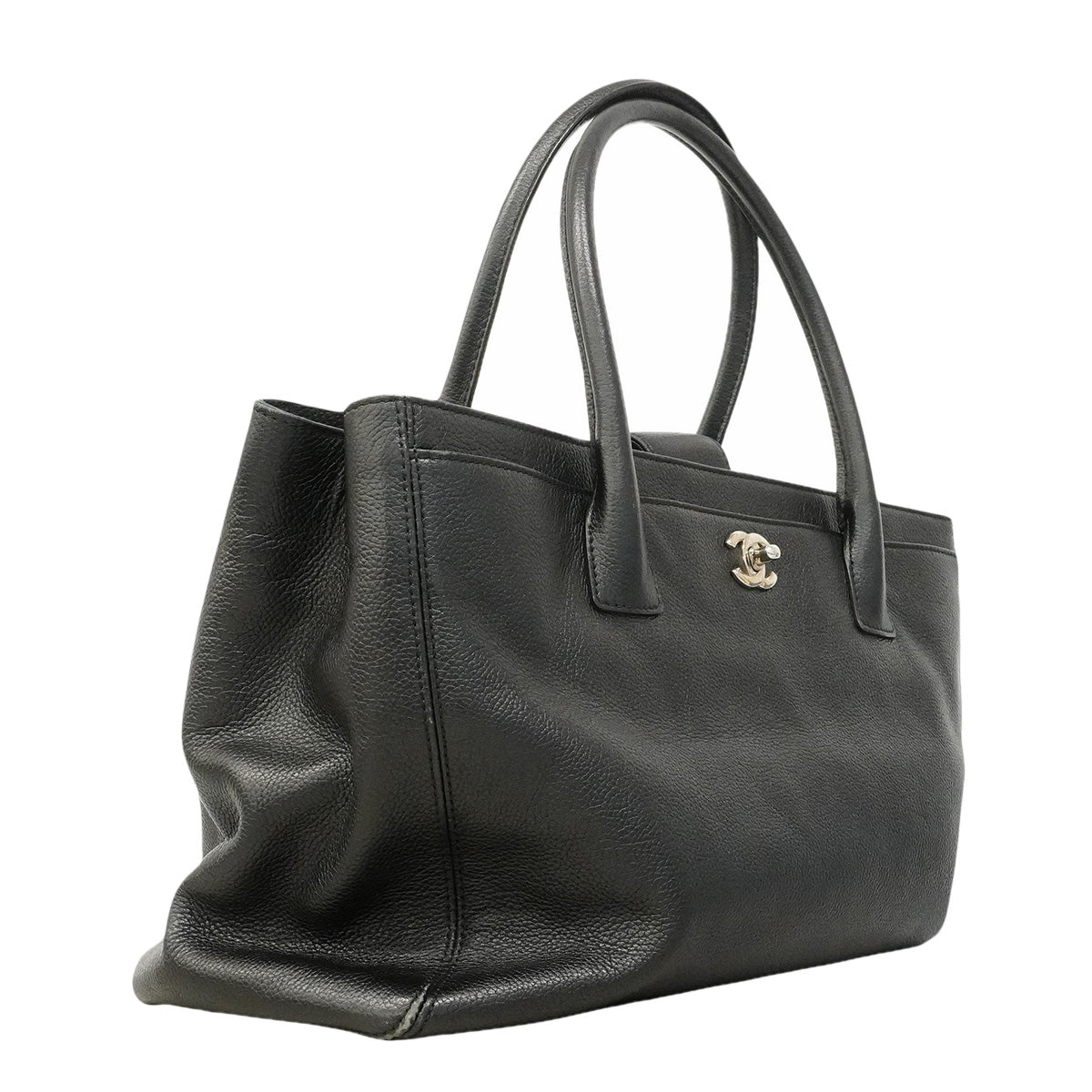 【6hb1482-k】シャネル トートバッグ エグゼクティブ レザー ブラック シルバー金具【中古】レディース