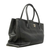 【6hb1482-k】シャネル トートバッグ エグゼクティブ レザー ブラック シルバー金具【中古】レディース