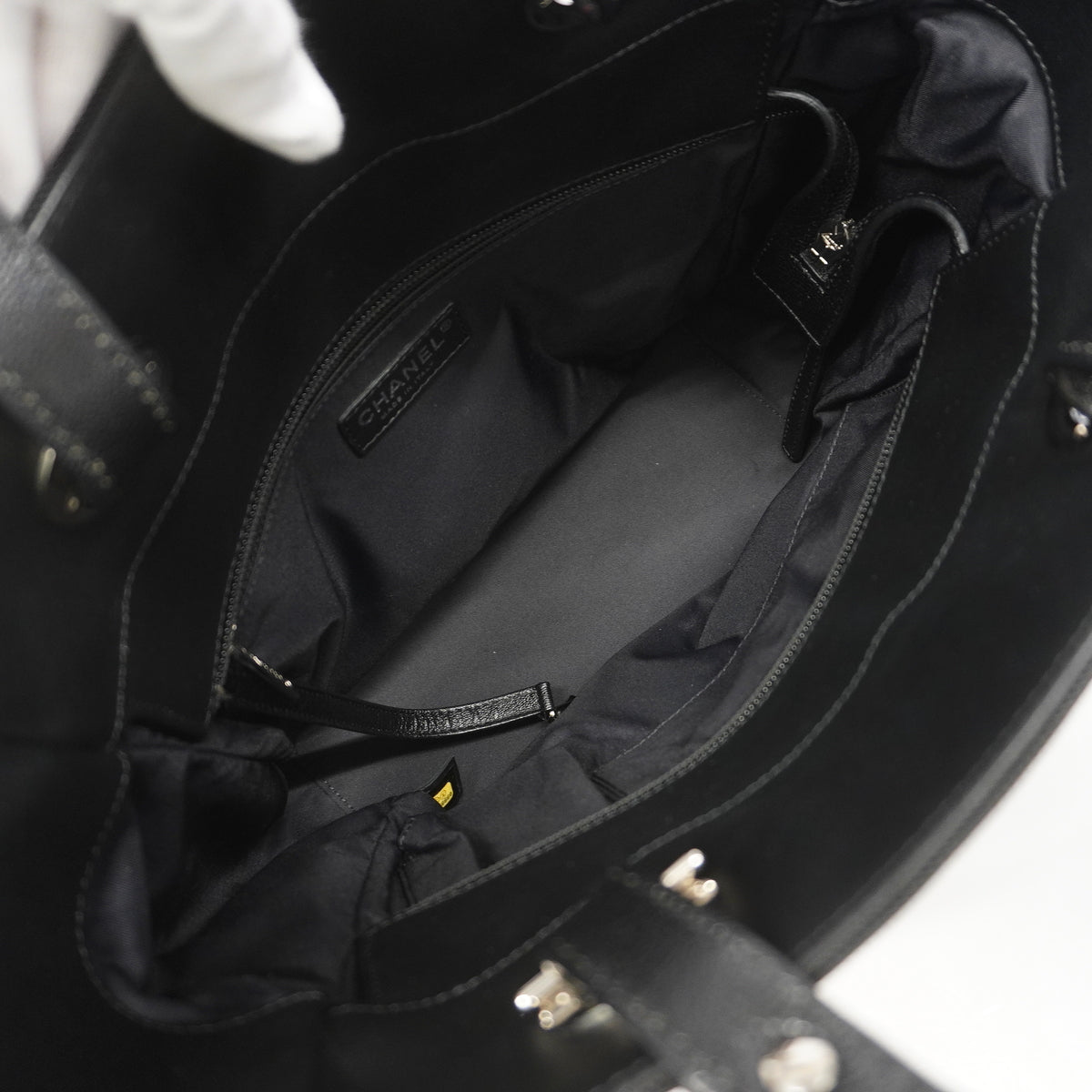 【6hc1490-k】シャネル トートバッグ パリビアリッツ キャンバス ブラック シルバー金具【中古】レディース