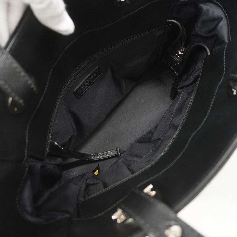 【6hc1490-k】シャネル トートバッグ パリビアリッツ キャンバス ブラック シルバー金具【中古】レディース