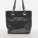 【6hc1490-k】シャネル トートバッグ パリビアリッツ キャンバス ブラック シルバー金具【中古】レディース