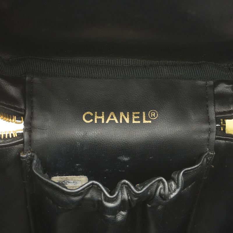 【6hc1491-k】シャネル バニティバッグ ビコローレ ラムスキン ブラック ゴールド金具【中古】レディース