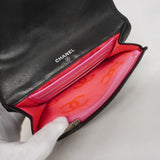 【6hc1492-k】シャネル 財布 カンボン ラムスキン ブラック シルバー金具【中古】レディース