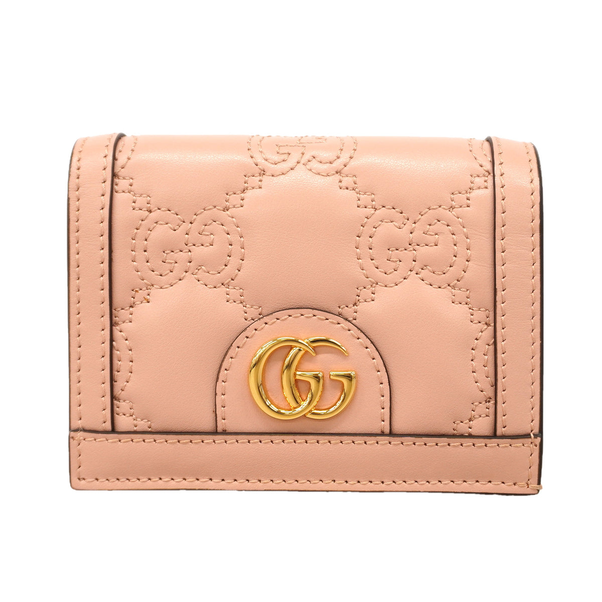 【6hc1493-k】グッチ 財布 GGマトラッセ 723786 レザー ピンク ゴールド金具【中古】レディース