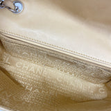 【6hc1504-k】シャネル ショルダーバッグ ワイルドステッチ Wチェーン ラムスキン ベージュ シルバー金具【中古】レディース