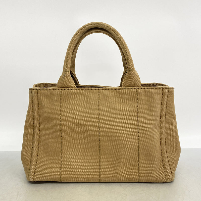 【6hc1506-k】プラダ トートバッグ カナパ キャンバス ブラウン ゴールド金具【中古】レディース