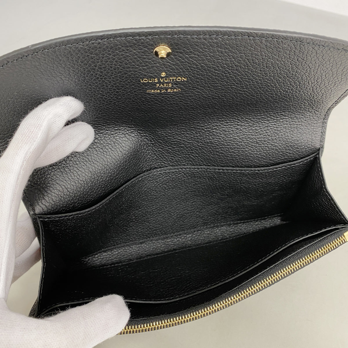 【6hc1510-k】ルイヴィトン 長財布 モノグラム・アンプラント バイカラー ポルトフォイユエミリー M83138 ブラック ベージュ【中古】レディース