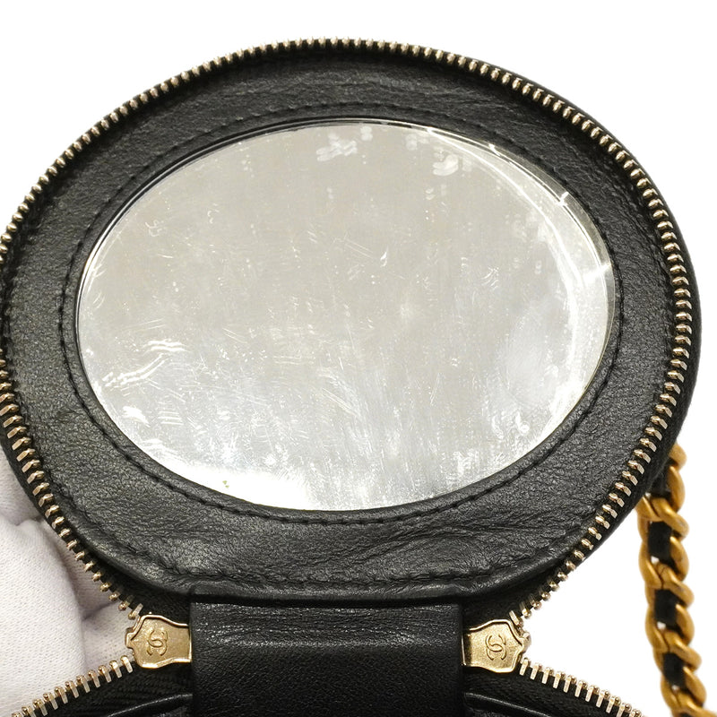 【6hc1518】シャネル バニティバッグ マトラッセ チェーンショルダー ラムスキン ブラック ゴールド金具 2wayバッグ【中古】レディース
