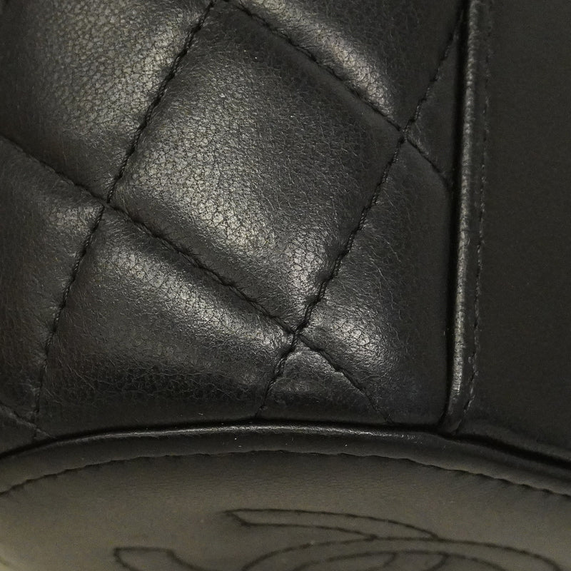 【6hc1518】シャネル バニティバッグ マトラッセ チェーンショルダー ラムスキン ブラック ゴールド金具 2wayバッグ【中古】レディース