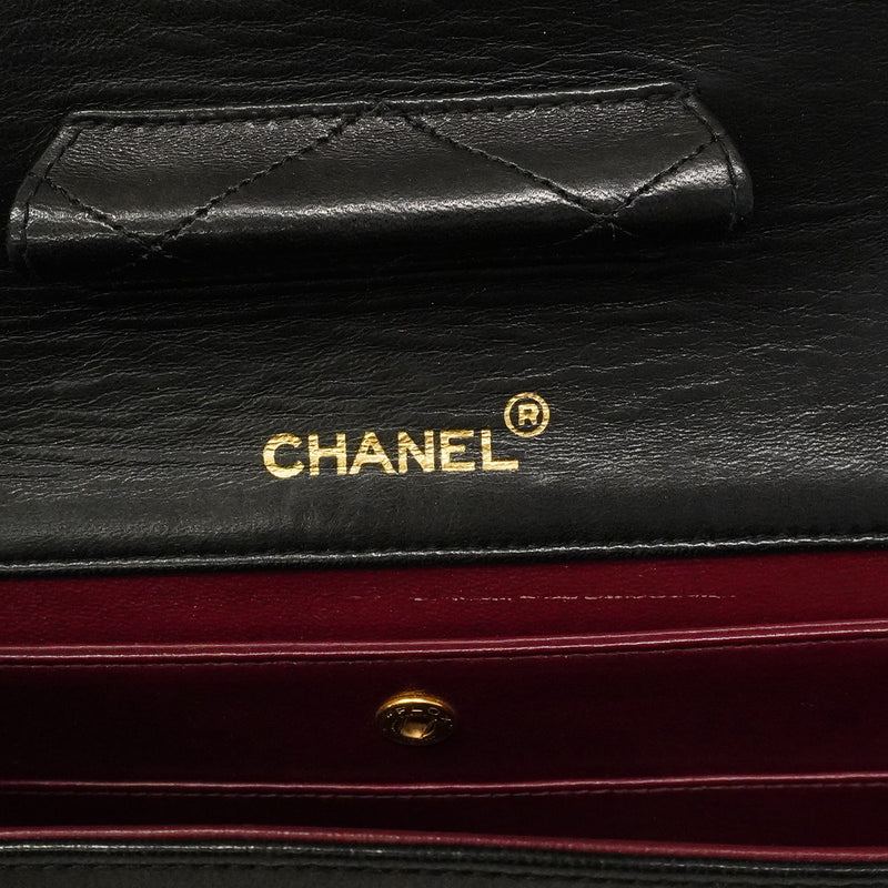【6hc1520】シャネル ショルダーバッグ マトラッセ Wチェーン ラムスキン ブラック ゴールド金具【中古】レディース
