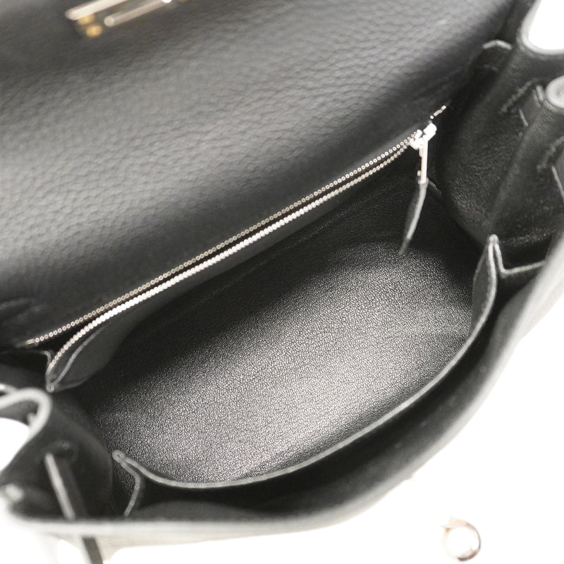 【6hc1522-g】エルメス ハンドバッグ ケリー25 トゴ ブラック シルバー金具 G刻印 2wayバッグ【中古】レディース