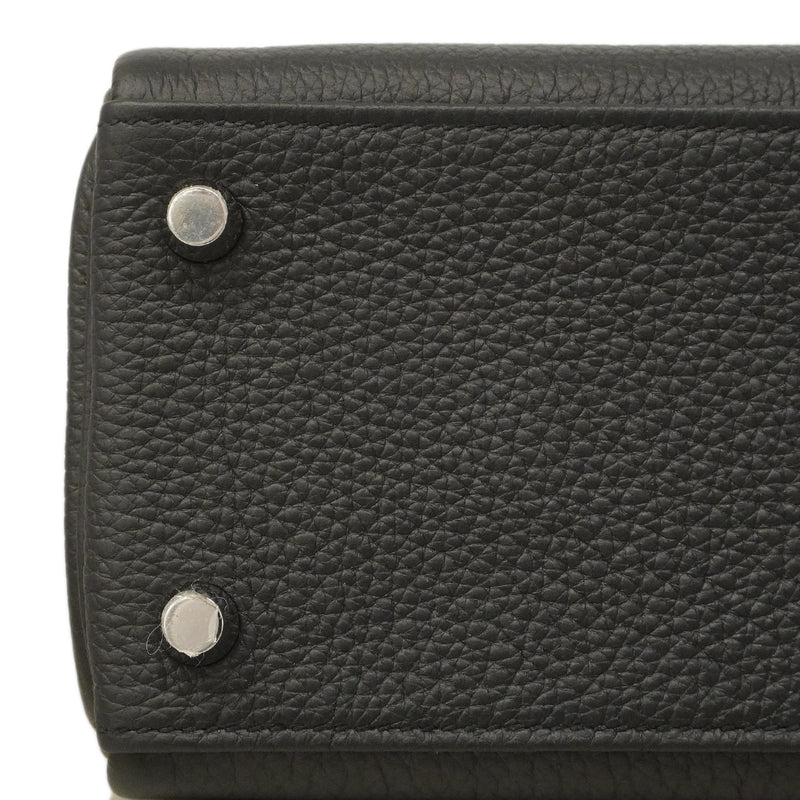 【6hc1522-g】エルメス ハンドバッグ ケリー25 トゴ ブラック シルバー金具 G刻印 2wayバッグ【中古】レディース