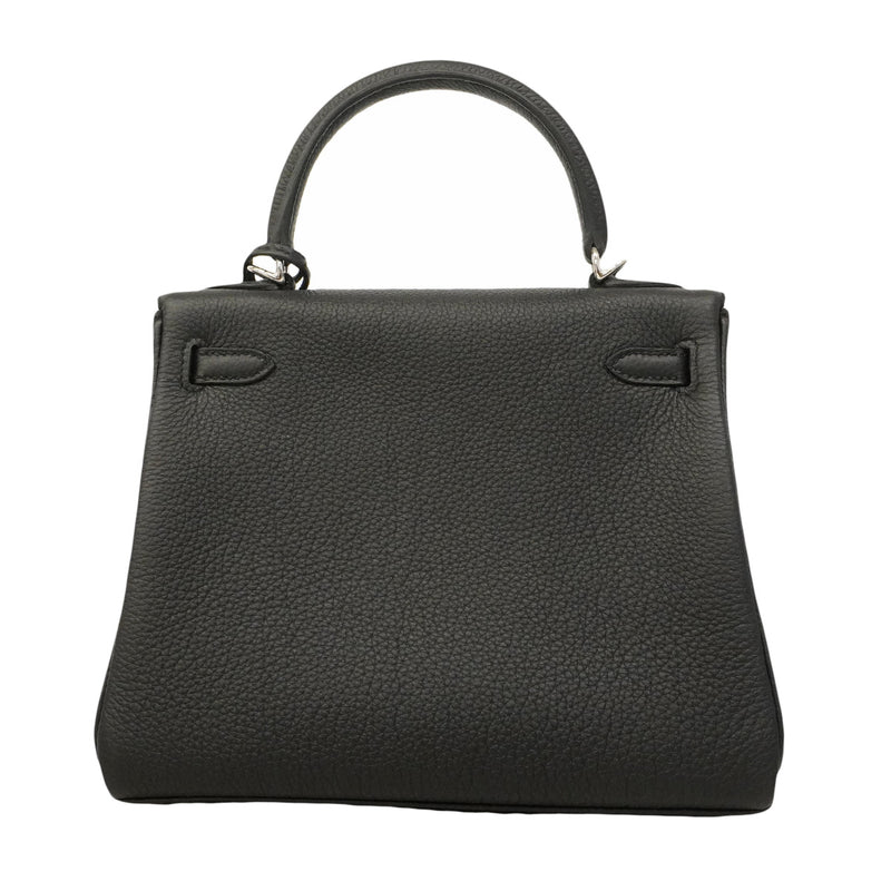 【6hc1522-g】エルメス ハンドバッグ ケリー25 トゴ ブラック シルバー金具 G刻印 2wayバッグ【中古】レディース
