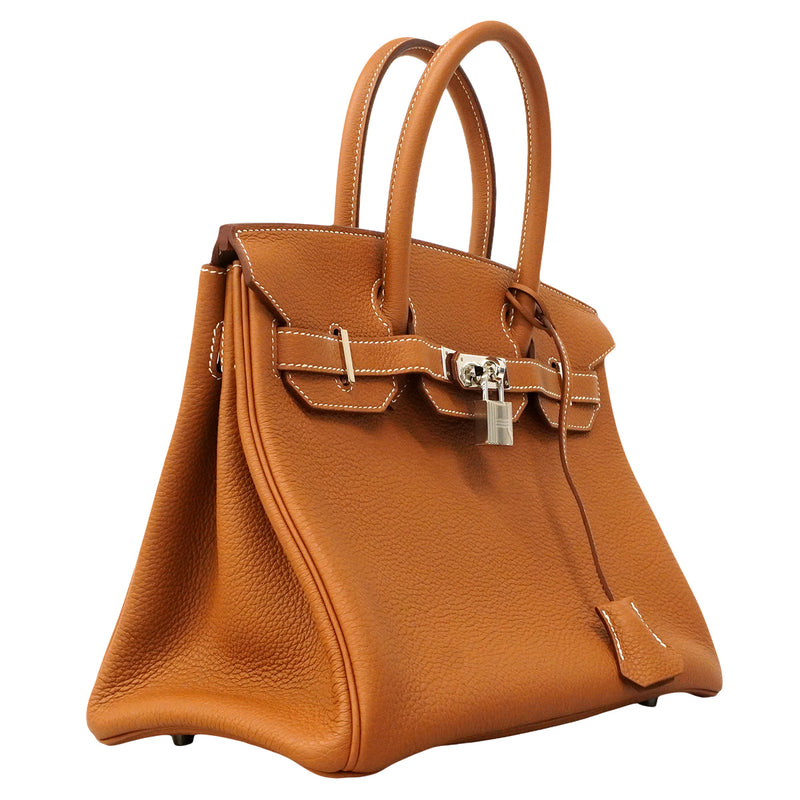 【6hc1523-g】エルメス ハンドバッグ バーキン30 トゴ ゴールド シルバー金具 K刻印【中古】レディース