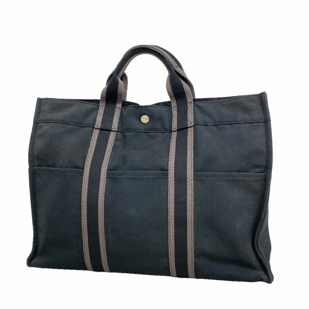 【6hc1524-k】エルメス トートバッグ フールトゥMM キャンバス ブラック シルバー金具【中古】メンズ レディース ユニセックス