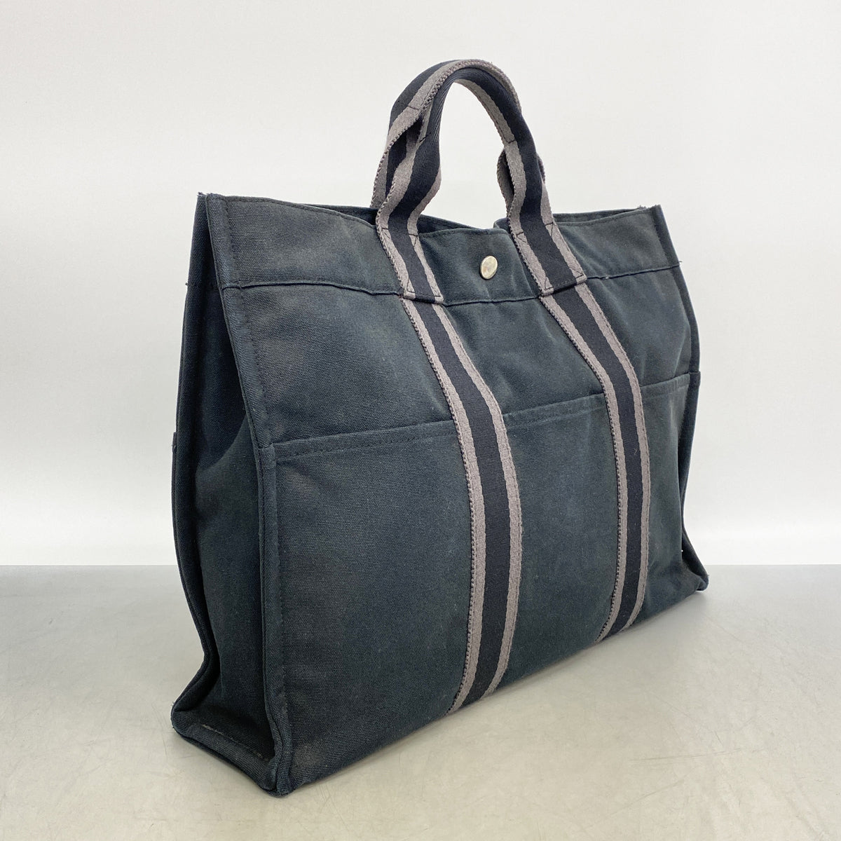【6hc1524-k】エルメス トートバッグ フールトゥMM キャンバス ブラック シルバー金具【中古】メンズ レディース ユニセックス